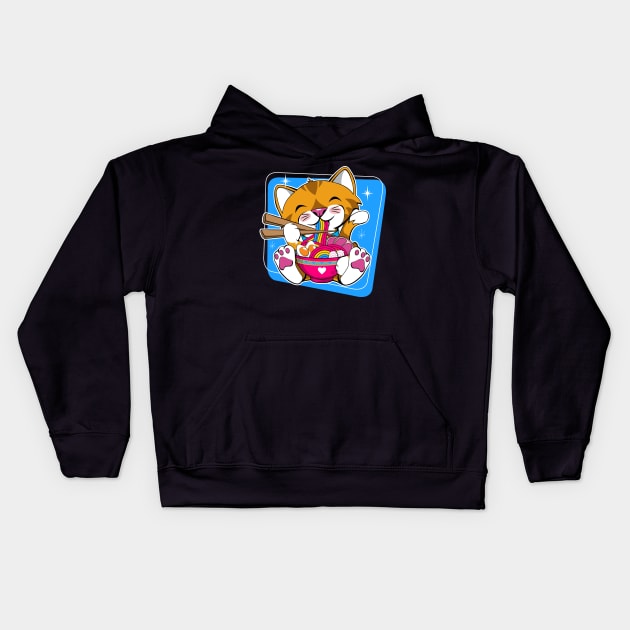 Cat Eating Ramen Pansexual Pride Kids Hoodie by CuddleswithCatsArt